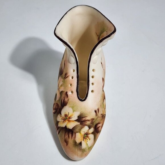 Vintage Ceramic Boot Vase With Hand Painted Floral Design Matt Finish - Picture 3 of 11